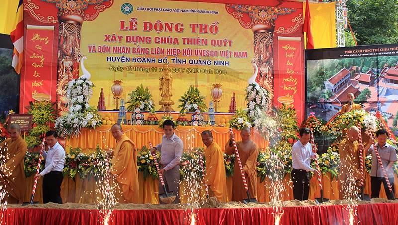 Xây dựng lại chùa vào năm 2017. Ảnh: Báo Quảng Ninh.