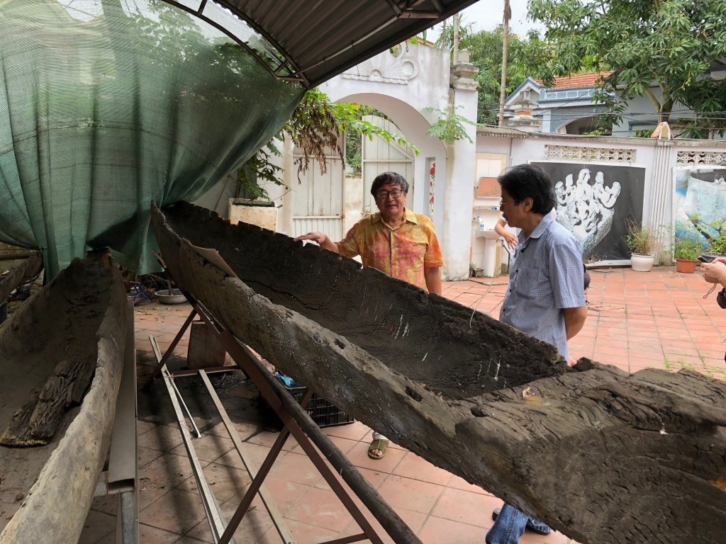 Chiếc thuyền cổ. Ảnh: Người đưa tin.
